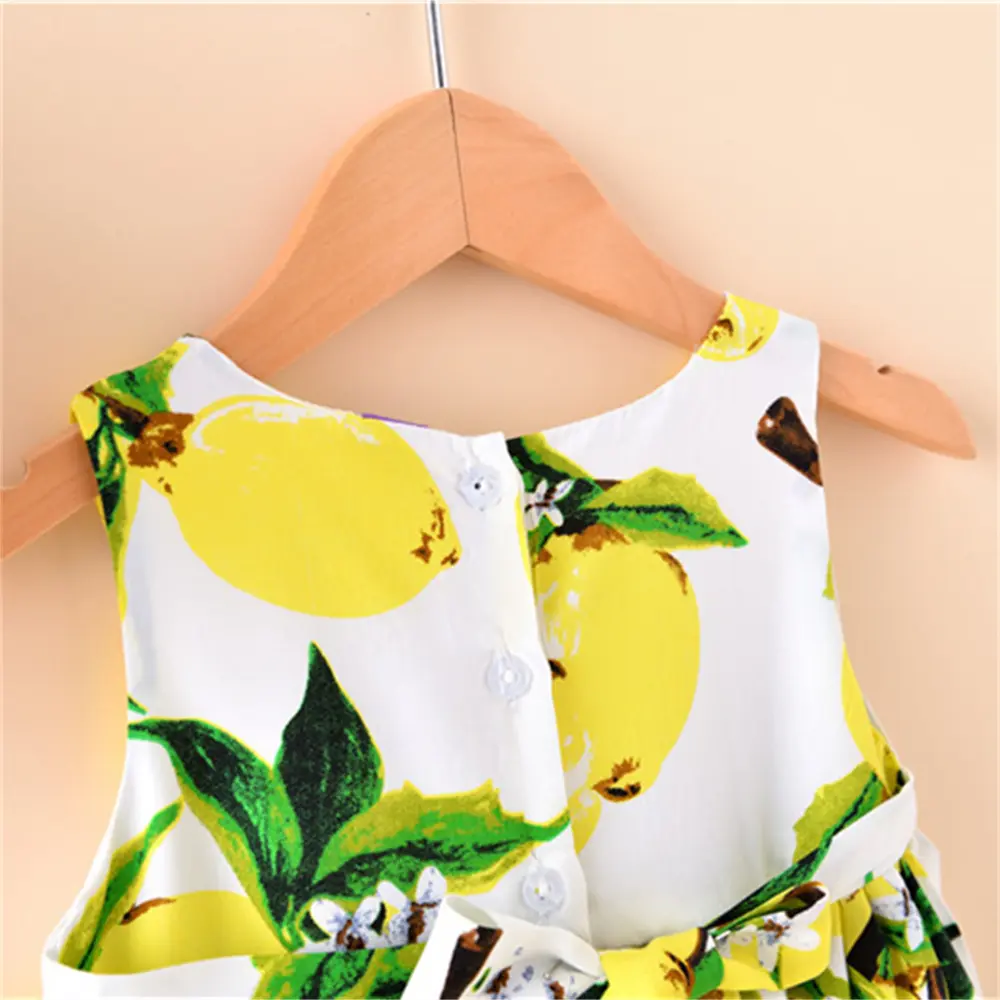 (1-4 Years Old) Baby Girl Dress Summer Baby Girl Lemon Print Dress Children's European and American Style Sleeveless Dress