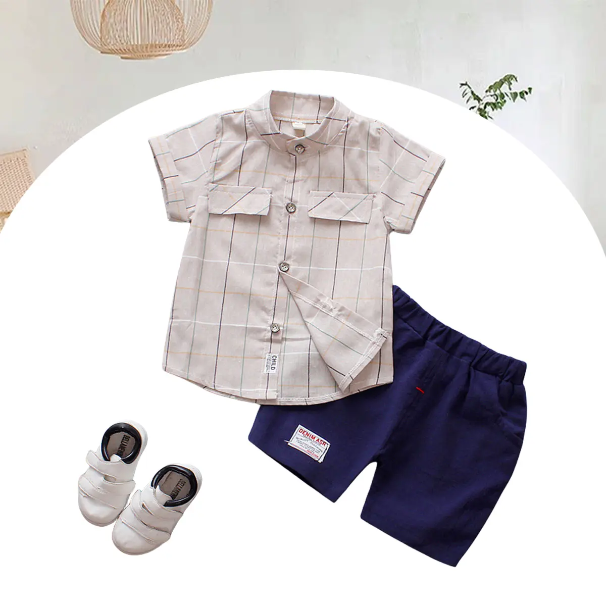 2/piece set boys set summer short sleeved shirt Korean version children's clothing baby summer casual breathable