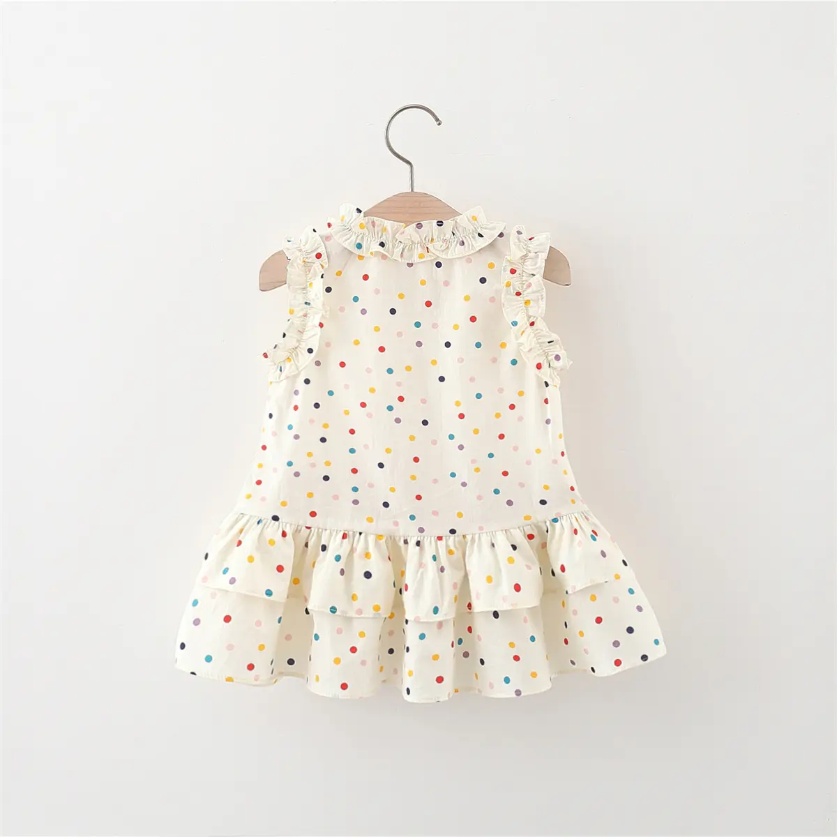 Baby Girl Dresses Summer New Sleeveless Ruffled Baby Girl Clothing Colorful Polka Dot Sweet Bow Toddler Dress