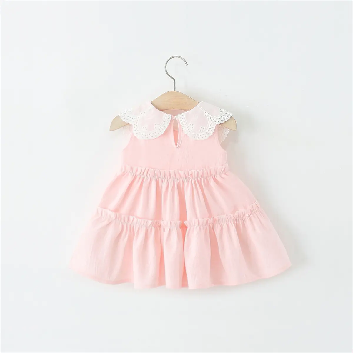 Baby Girl Clothing Summer New Sleeveless Solid Color Baby Dresses Sweet Ruffle Collar Casual Dresses For Girls