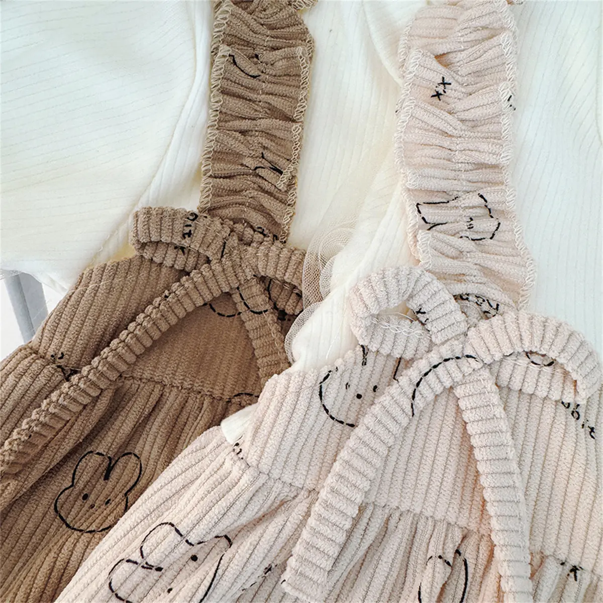 Casual Dresses For Girls Autumn New Long Sleeved Baby Dresses Cartoon Rabbit Print Sweet Bow Ruffle Clothes Girl
