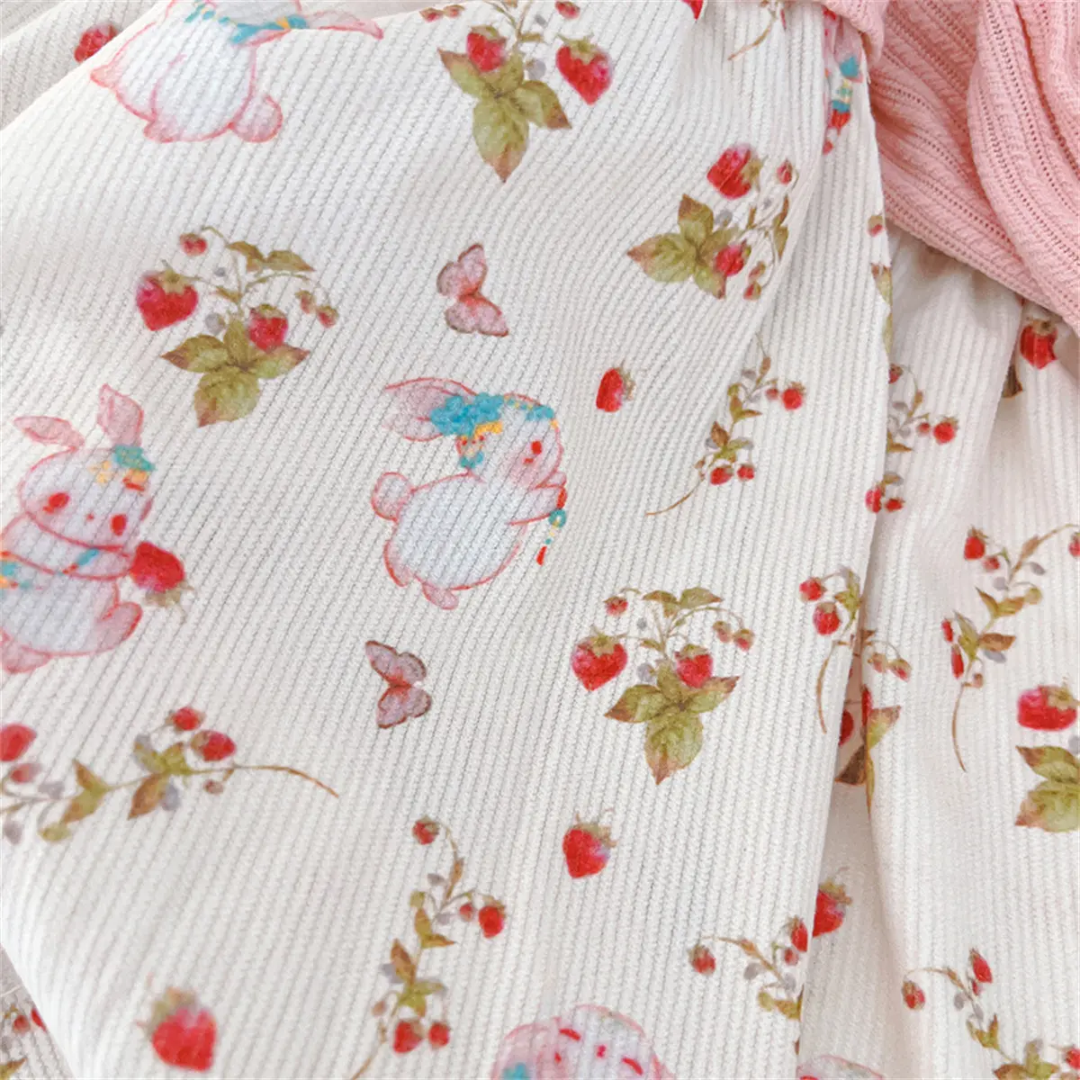 Girl Dress Autumn New Long Sleeved Toddler Dress Rabbit Print Lapel Embroidery Imitation Two Pieces Baby Clothes