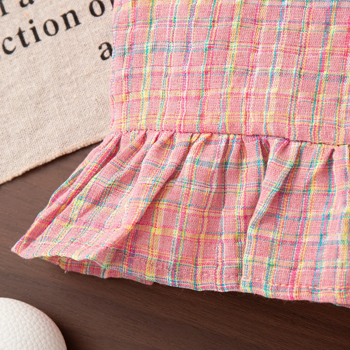 2 Pieces Set Clothes Baby Girl Summer New Sleeveless Shorts Girl Clothing Sweet Plaid Ruffled Buttons Sets For Baby