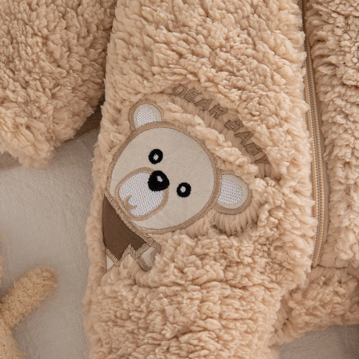 New Born Baby Items Winter New Long Sleeved Newborn Clothes Teddy Bear Print Hooded Cute Ear Zipper Baby Clothing