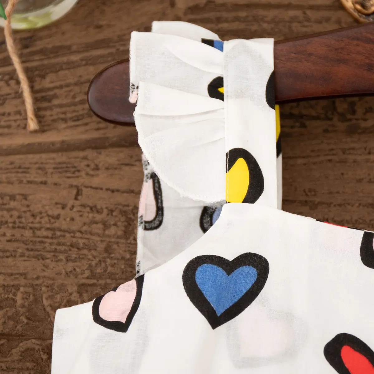 Summer Girls' Dress  Small Flying Sleeves Colorful Love Girl Clothes Pattern Dragonfly Bag Girls' Baby Dress (0-3 Years）