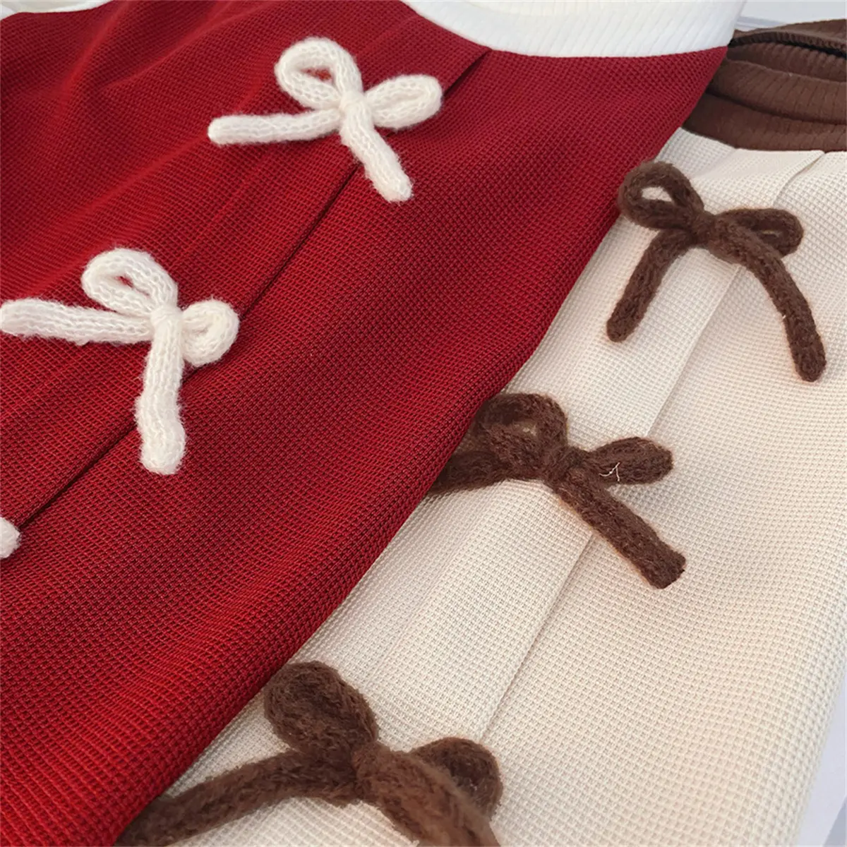 Casual Dress For Girl Autumn New Long Sleeved Baby Dresses Imitation Two Pieces Simple Sweet Bows Clothes Girl