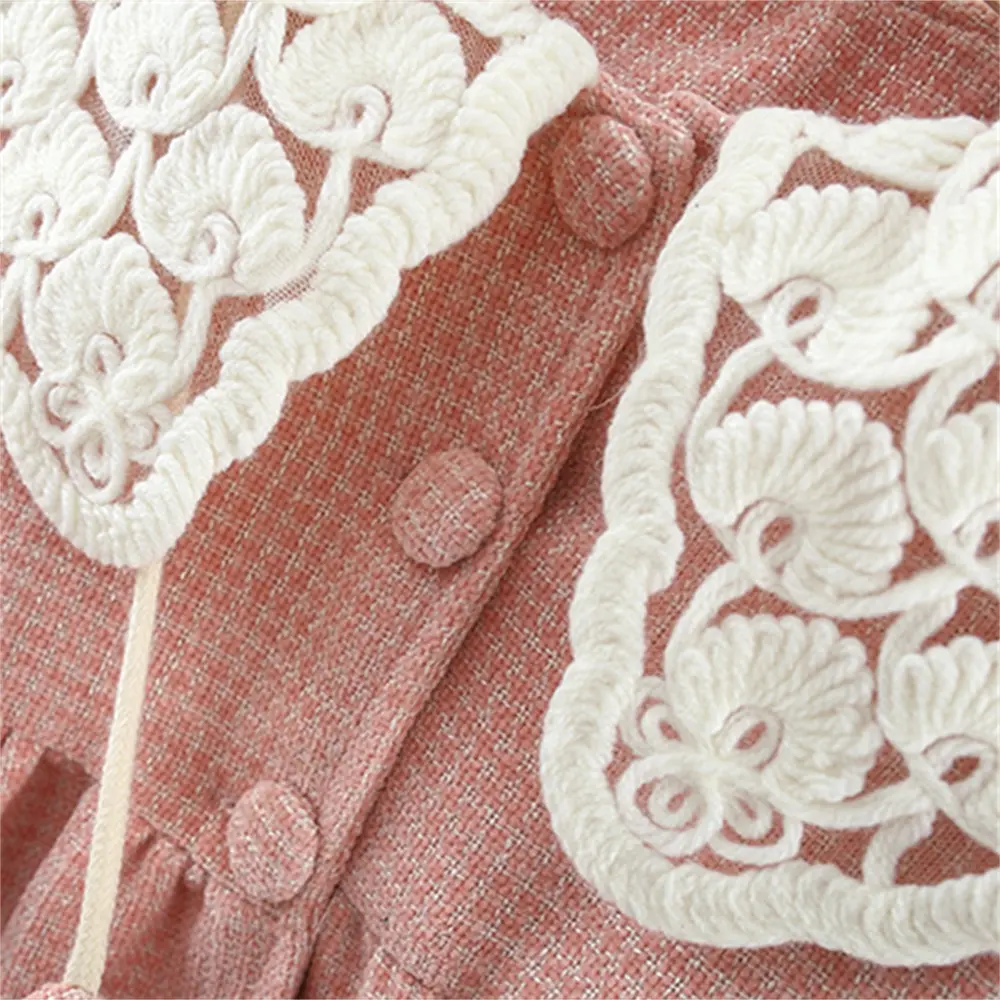 2PS Autumn/Winter Newborn Baby Girl Cotton Coat Bag Girls' Lace Big Collar Full Of Plaid Print Cute Princess Cotton Coat Jacket