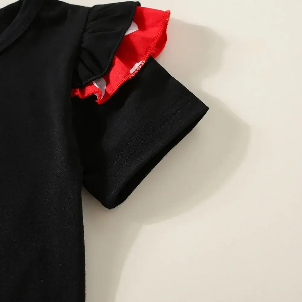 3-piece Summer Short Sleeved Cute Bow Shaped Baby Girl Dress 0-2 Years Old Children's Party Dress T-shirt Skirt Headband Set