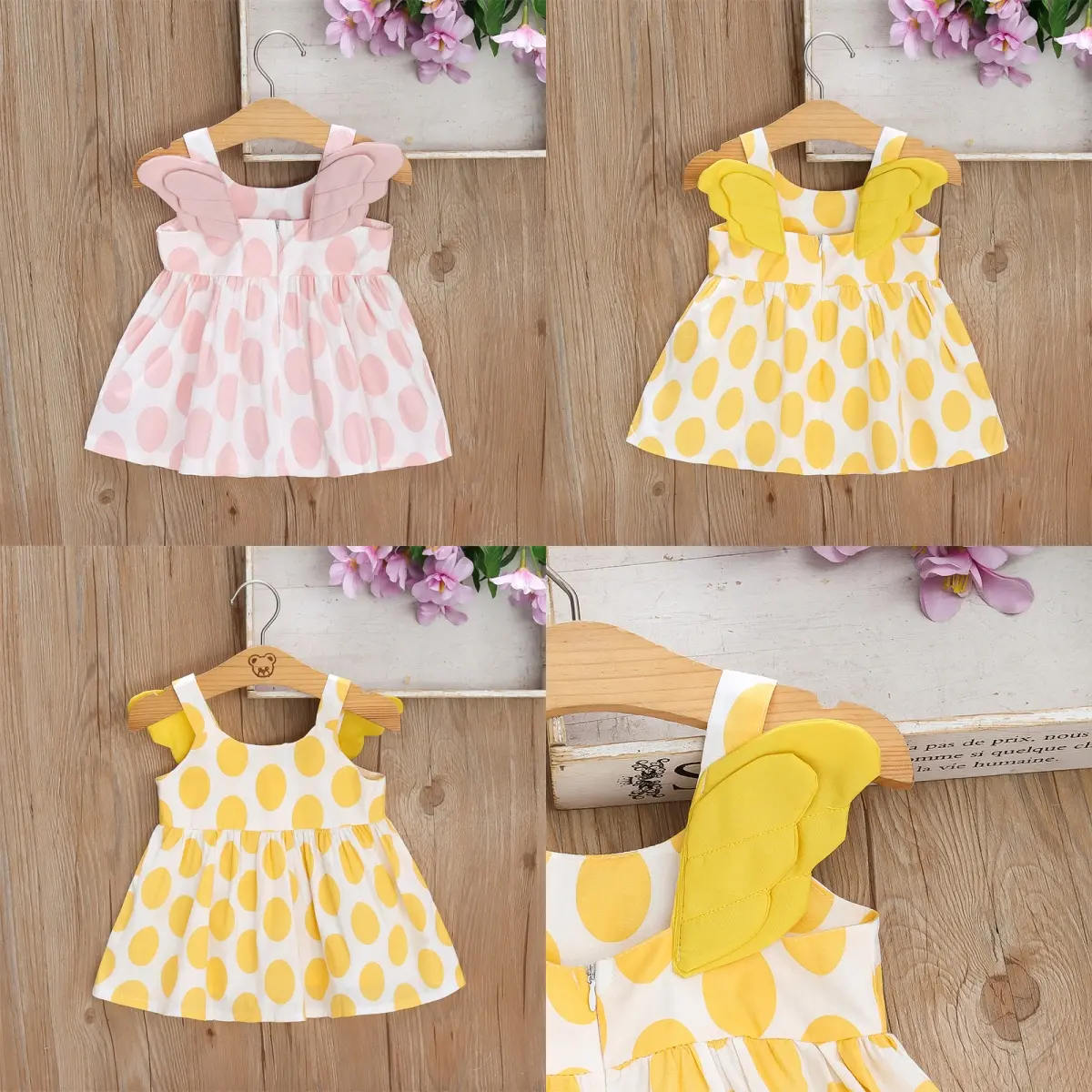 Children's Dress Summer 0-3 Year Old Girl Baby Back Wings Full of Printed Hanging Strap Princess Dress