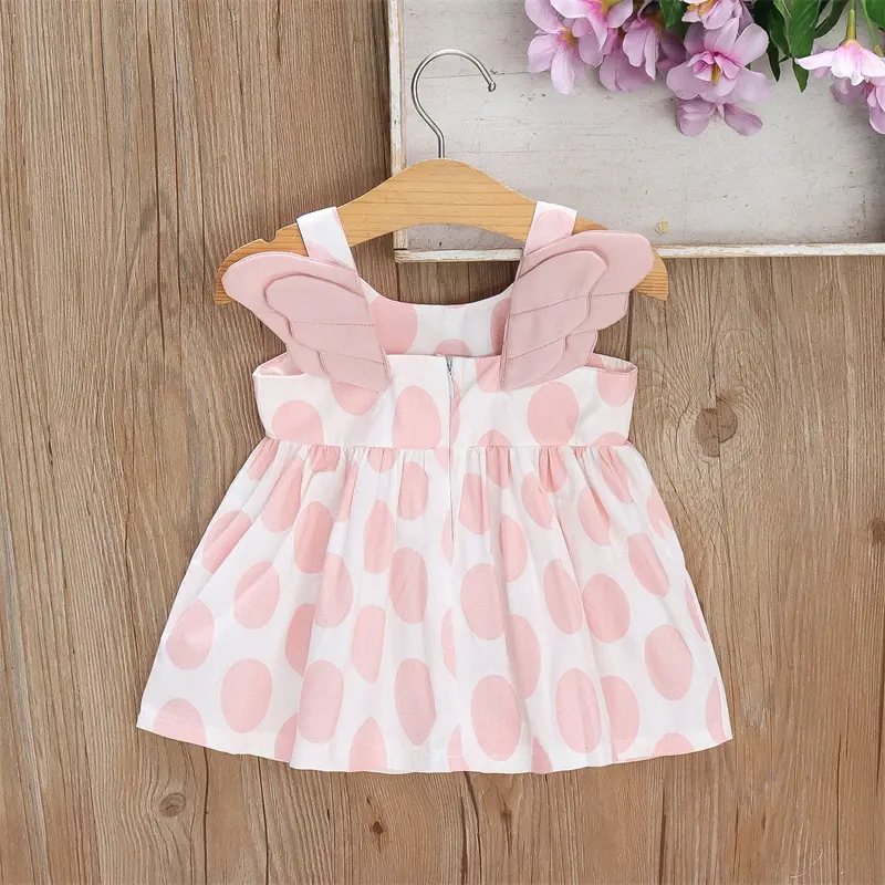 Children's Dress Summer 0-3 Year Old Girl Baby Back Wings Full of Printed Hanging Strap Princess Dress