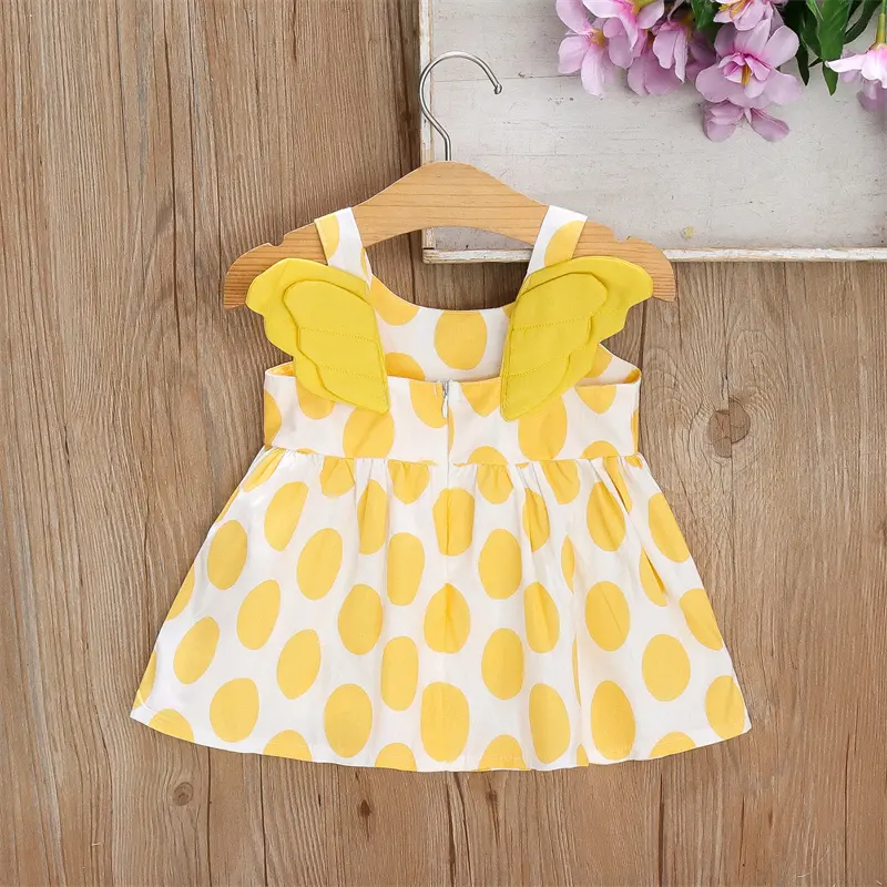 Children's Dress Summer 0-3 Year Old Girl Baby Back Wings Full of Printed Hanging Strap Princess Dress