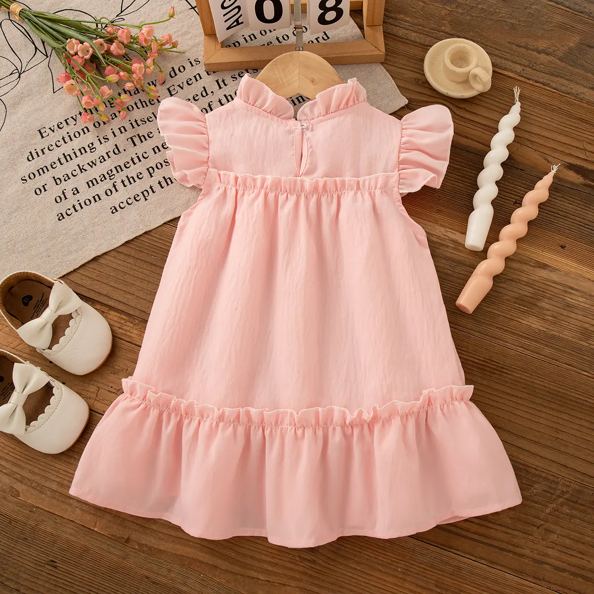 Summer Baby Girl Dresses New Sleeveless Ruffle Solid Color Baby Clothing Sweet Bow Ruffle Costumes For Girls