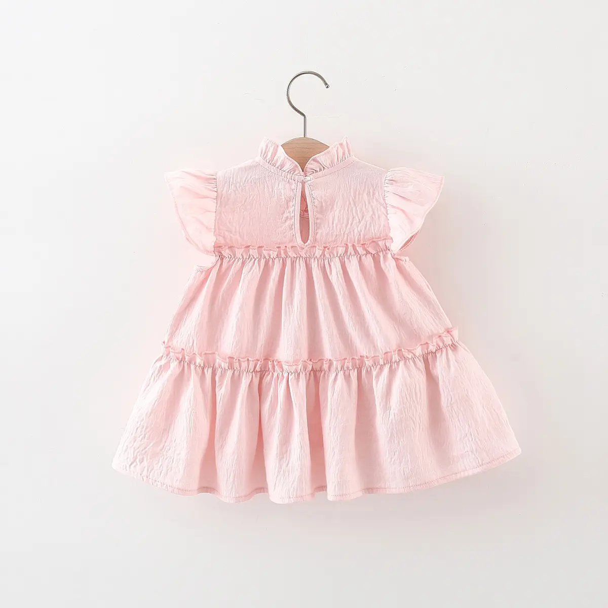 Baby Clothing Summer New Sleeveless Ruffle Girl Dresses Pink Sweet Flower Bud Bow Ruffle Edge Birthday Dress Baby