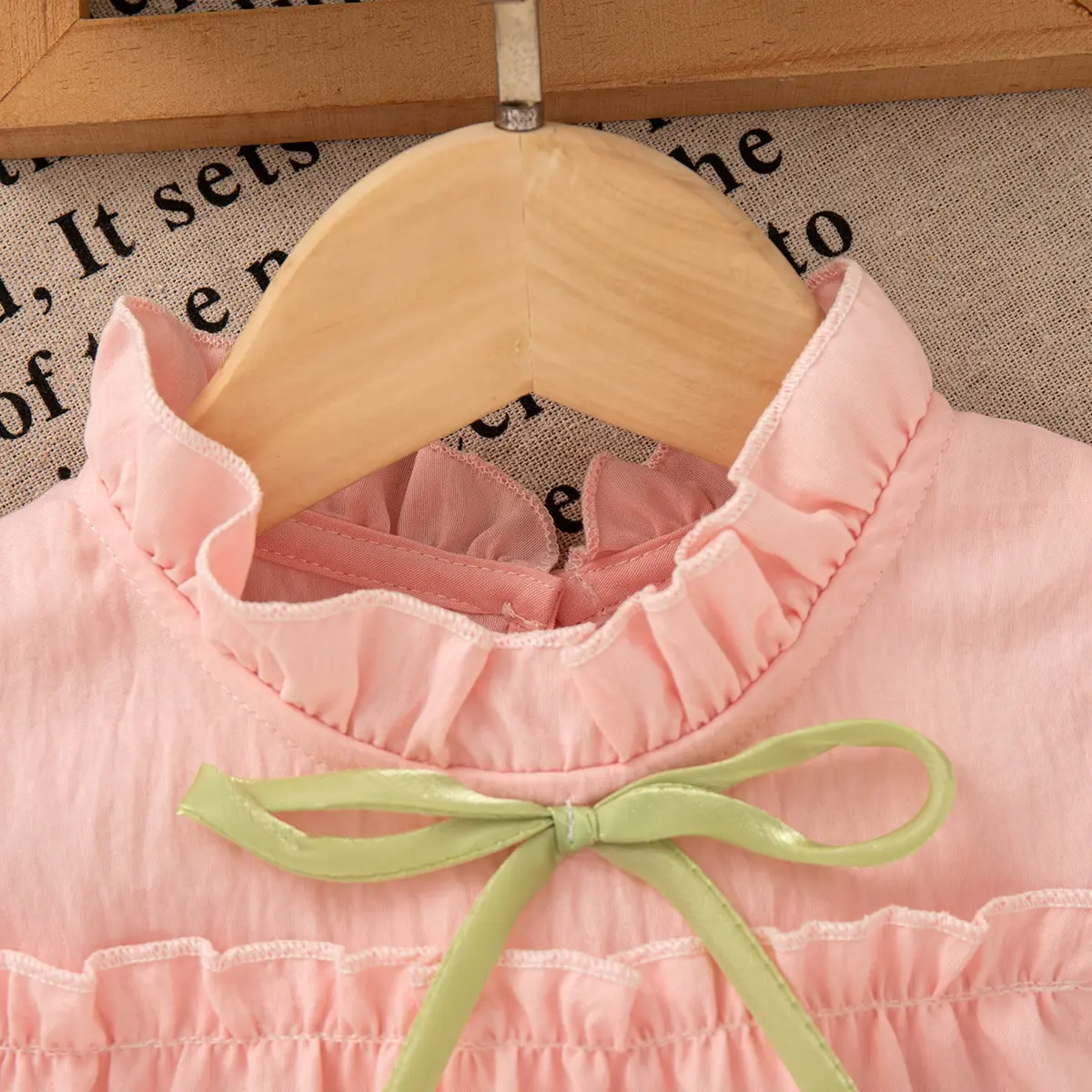 Summer Baby Girl Dresses New Sleeveless Ruffle Solid Color Baby Clothing Sweet Bow Ruffle Costumes For Girls