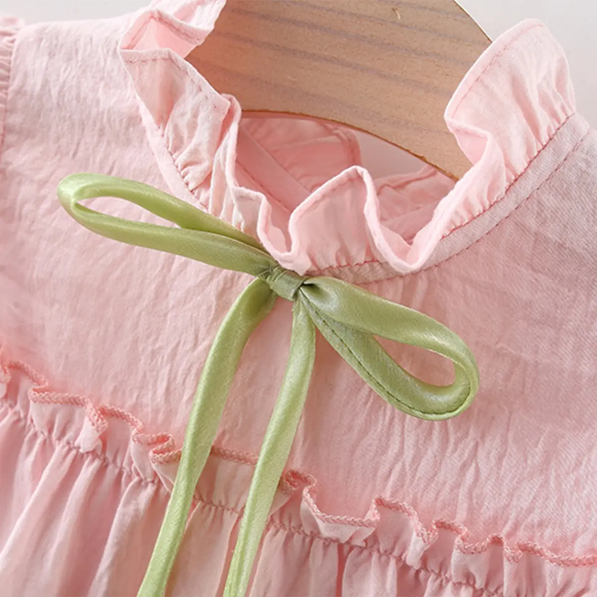 Baby Clothing Summer New Sleeveless Ruffle Girl Dresses Pink Sweet Flower Bud Bow Ruffle Edge Birthday Dress Baby
