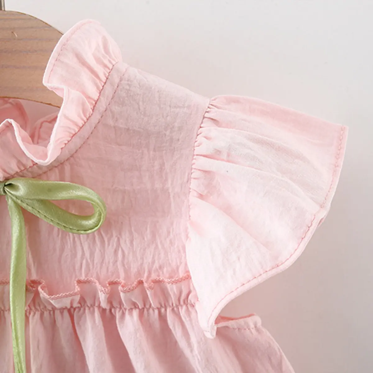 Baby Clothing Summer New Sleeveless Ruffle Girl Dresses Pink Sweet Flower Bud Bow Ruffle Edge Birthday Dress Baby