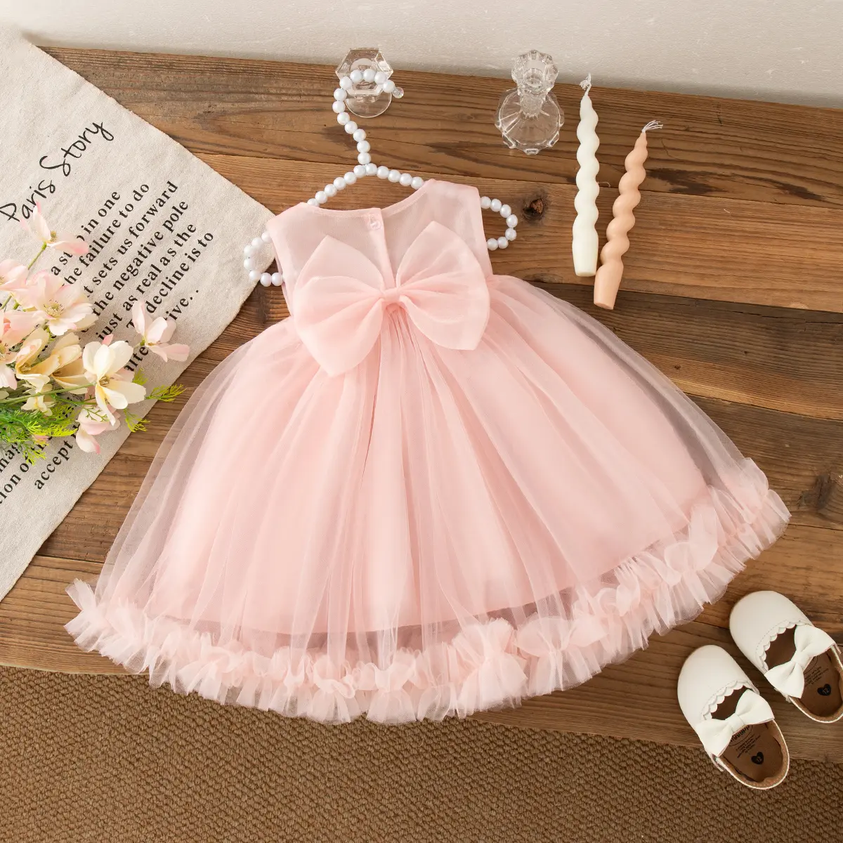Baby Girl Dresses Summer New Sleeveless Birthday Dress Baby Mesh Breathable Sweet 3d Flower Wedding Flower Girl Dresses