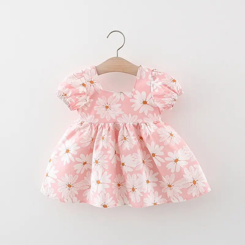 Summer Girl Baby Beach Dress Baby Flowers Cool Daily Skirt Children'S Sweet Casual Knee Long Daisy Clothes