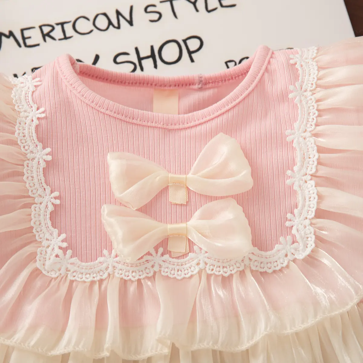 Girl Princess Dresssummer New Short Sleeved Imitation Satin Baby Girl Dresses Solid Color Sweet Bow Baby Clothes