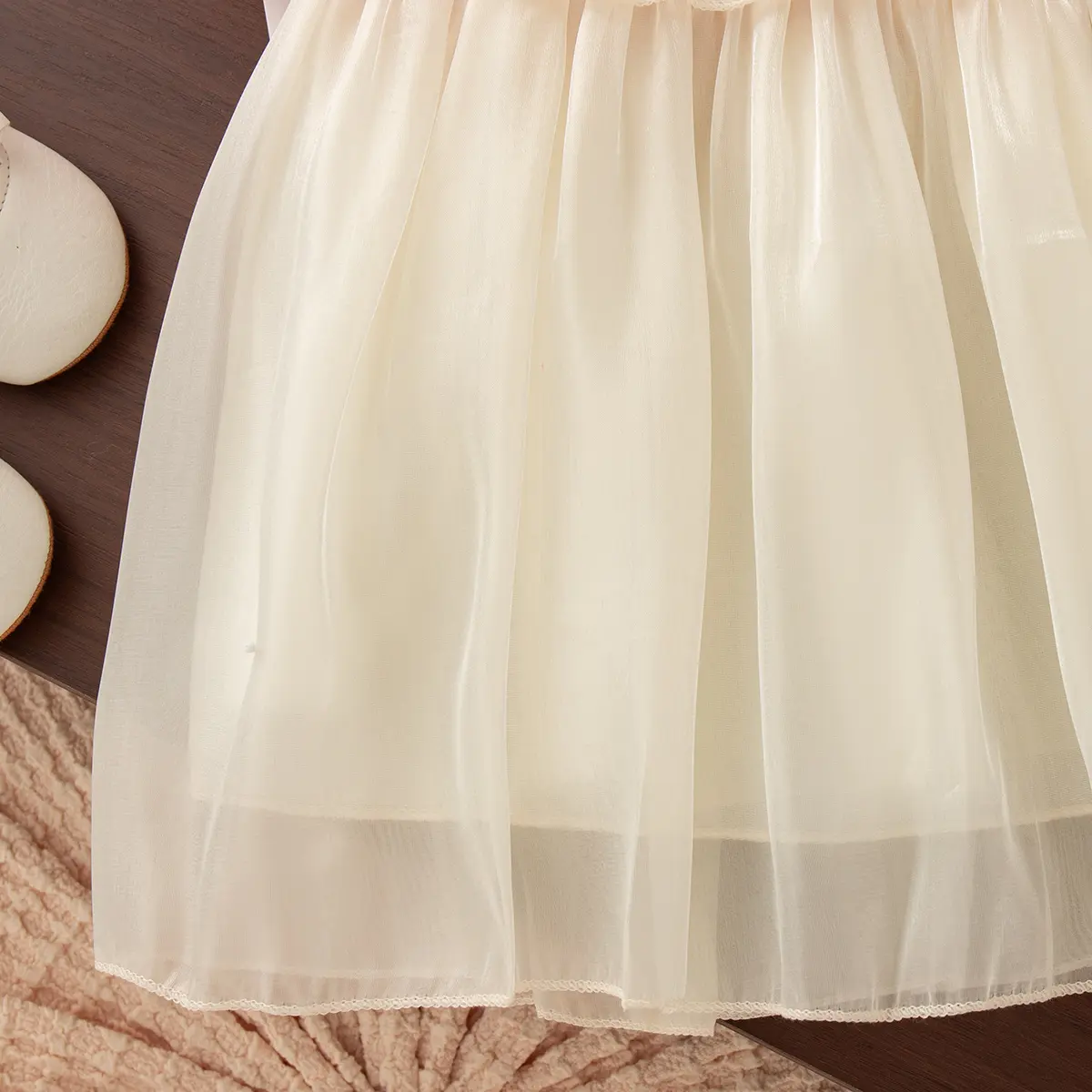 Girl Princess Dresssummer New Short Sleeved Imitation Satin Baby Girl Dresses Solid Color Sweet Bow Baby Clothes
