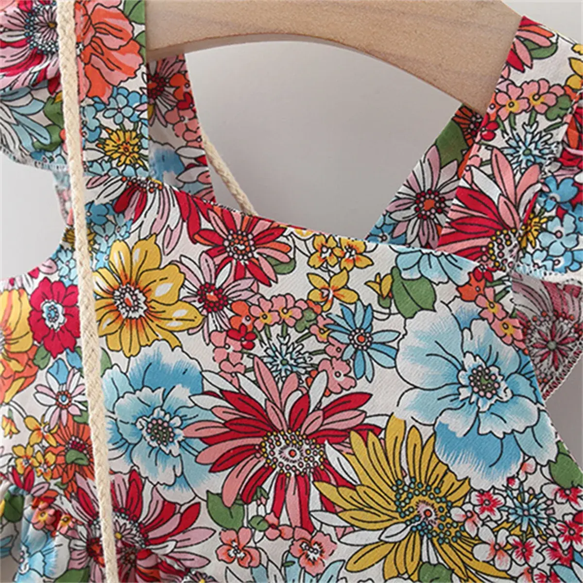 (0-3 Years Old) Beach Baby Girl Dress Bow Bag 2 Pcs Summer Baby Girl Flower Print Small Flying Sleeve Princess Dress