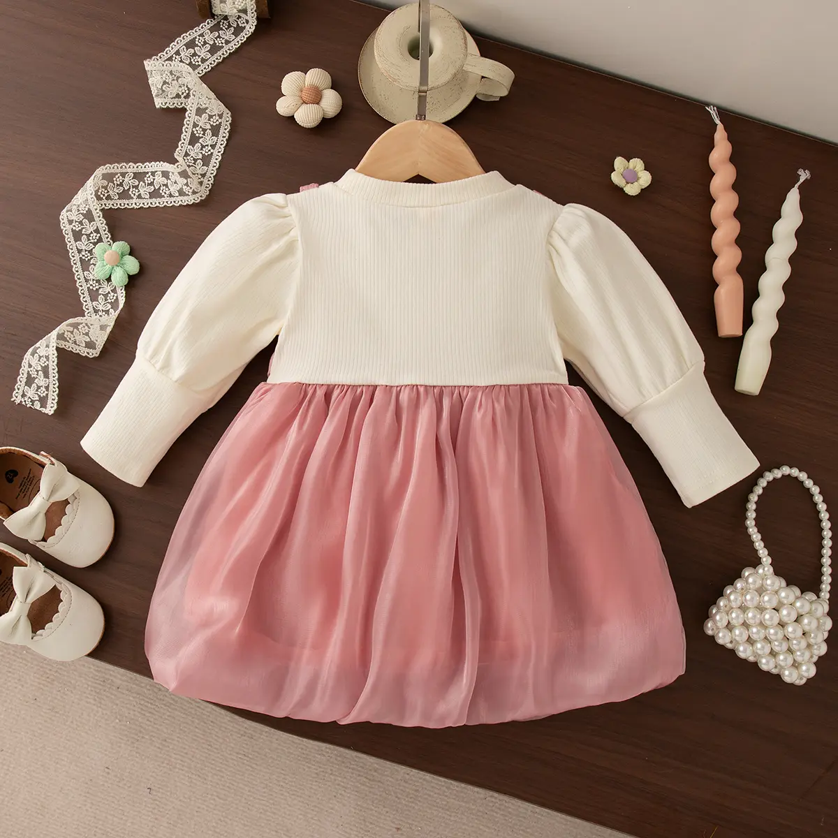 Baby Dresses Autumn New Long Sleeve Toddler Dress Imitation Of Two Pieces Sweet Flower Bow Splicing Girl Clothing