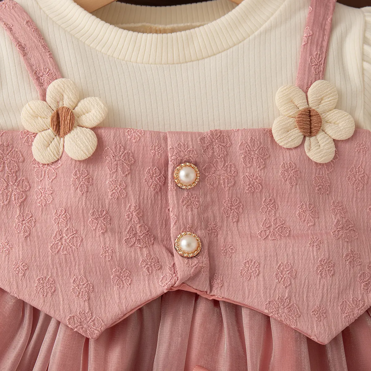 Baby Dresses Autumn New Long Sleeve Toddler Dress Imitation Of Two Pieces Sweet Flower Bow Splicing Girl Clothing