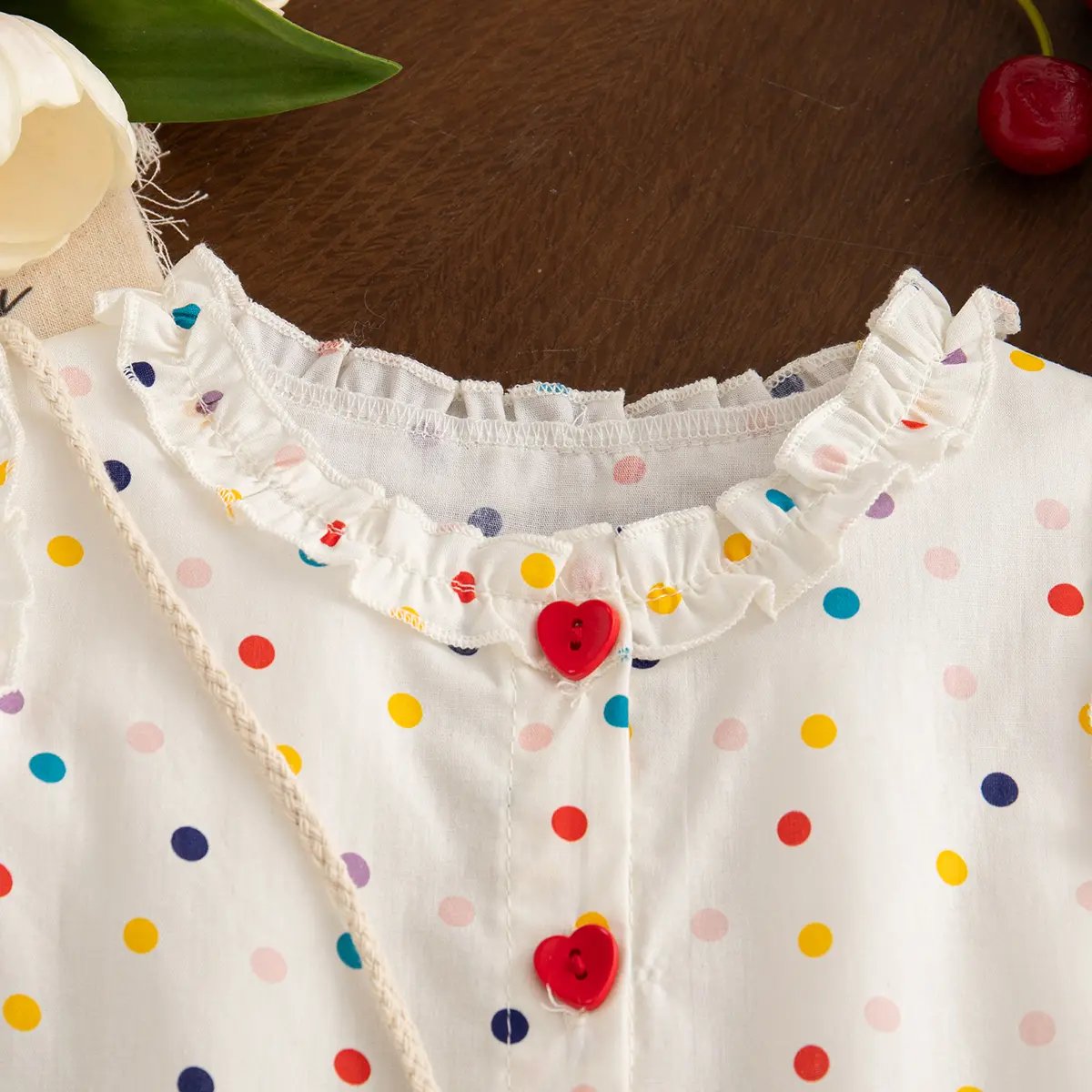 Toddler Dress Summer New Sleeveless Sweet Girl Clothes Colored Polka Dot Bow With Ruffled Edges Baby Dresses