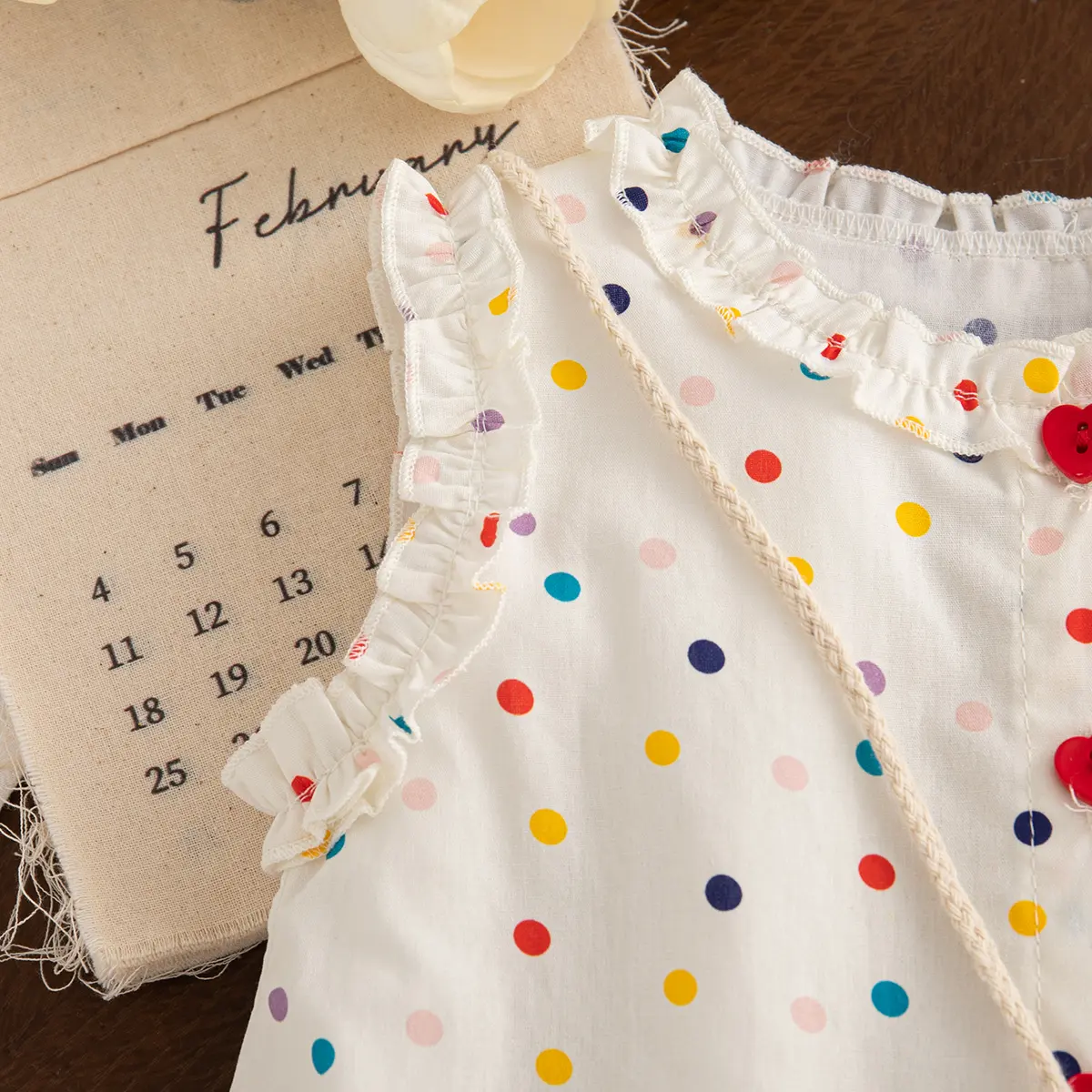 Toddler Dress Summer New Sleeveless Sweet Girl Clothes Colored Polka Dot Bow With Ruffled Edges Baby Dresses