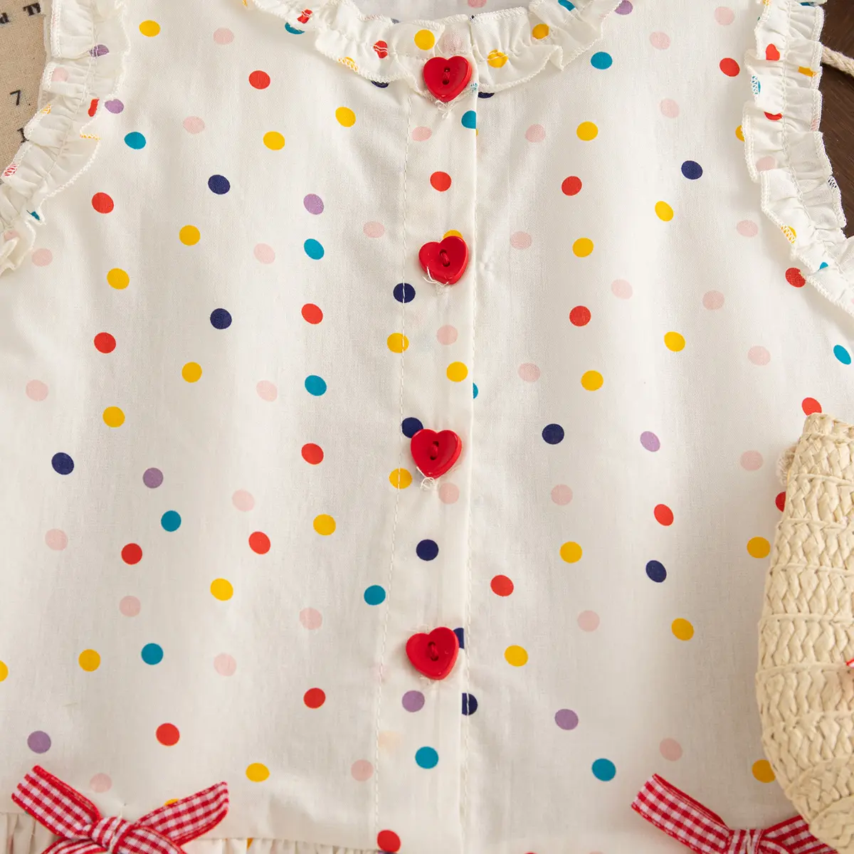 Toddler Dress Summer New Sleeveless Sweet Girl Clothes Colored Polka Dot Bow With Ruffled Edges Baby Dresses