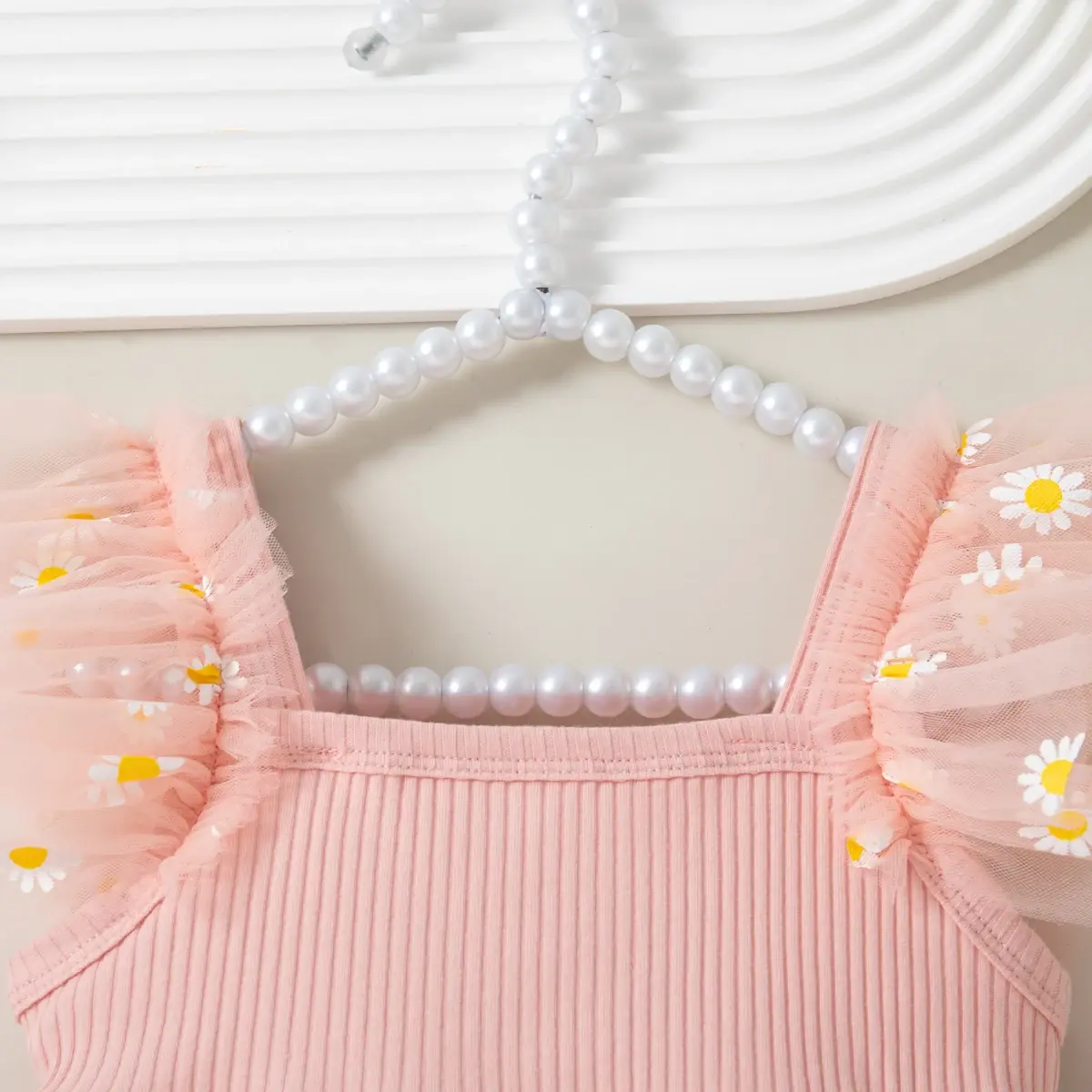 (0-3) Baby Girl Dress Summer Baby Girl Splicing Daisy Mesh Sleeveless Princess Dress Cute Flying Sleeve Dress