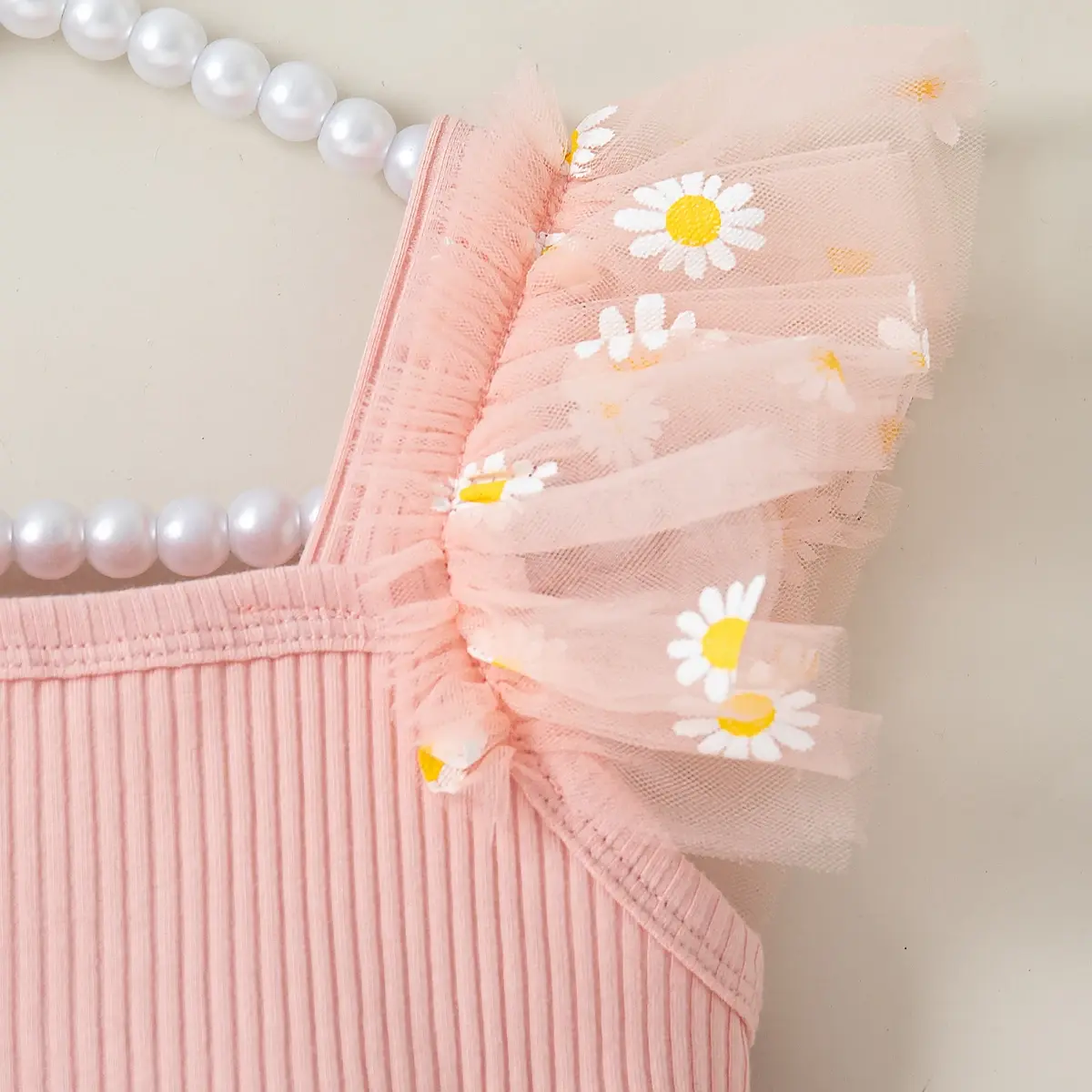 (0-3) Baby Girl Dress Summer Baby Girl Splicing Daisy Mesh Sleeveless Princess Dress Cute Flying Sleeve Dress