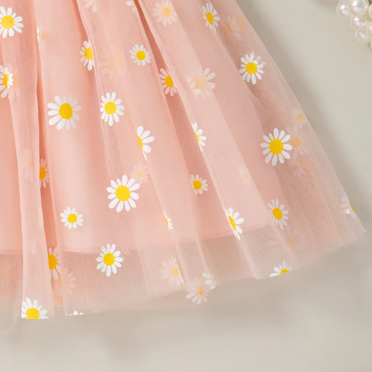 (0-3) Baby Girl Dress Summer Baby Girl Splicing Daisy Mesh Sleeveless Princess Dress Cute Flying Sleeve Dress