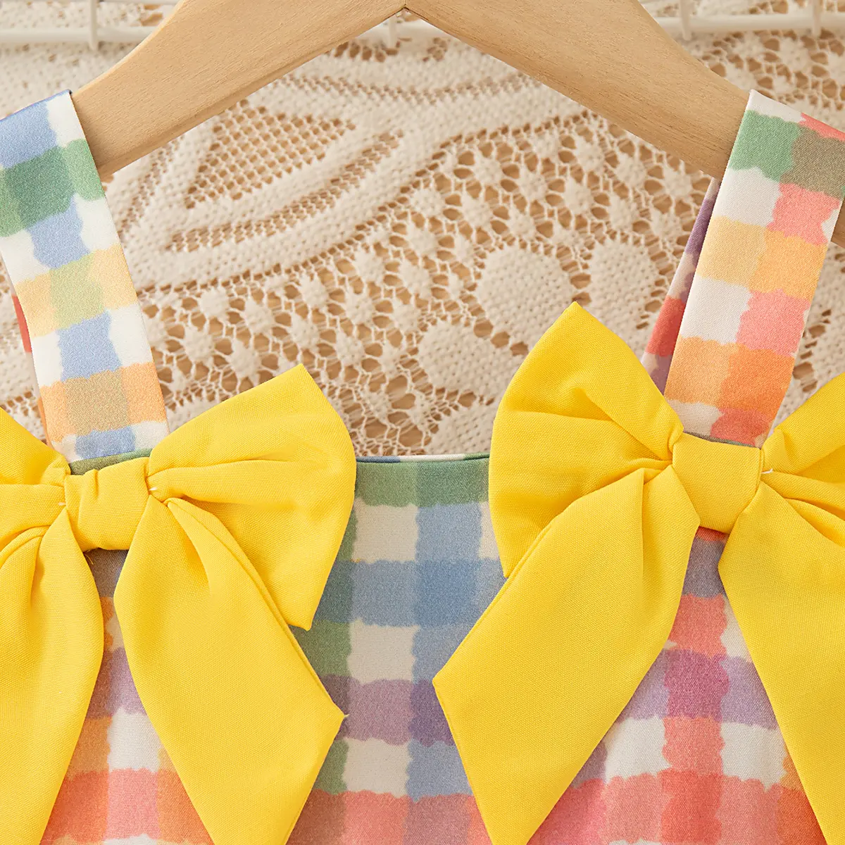 Birthday Dress Baby Gir Summer New Suspender Plaid Baby Clothes Sweet Colour Bow Pleat Elegant Girl Party Dress