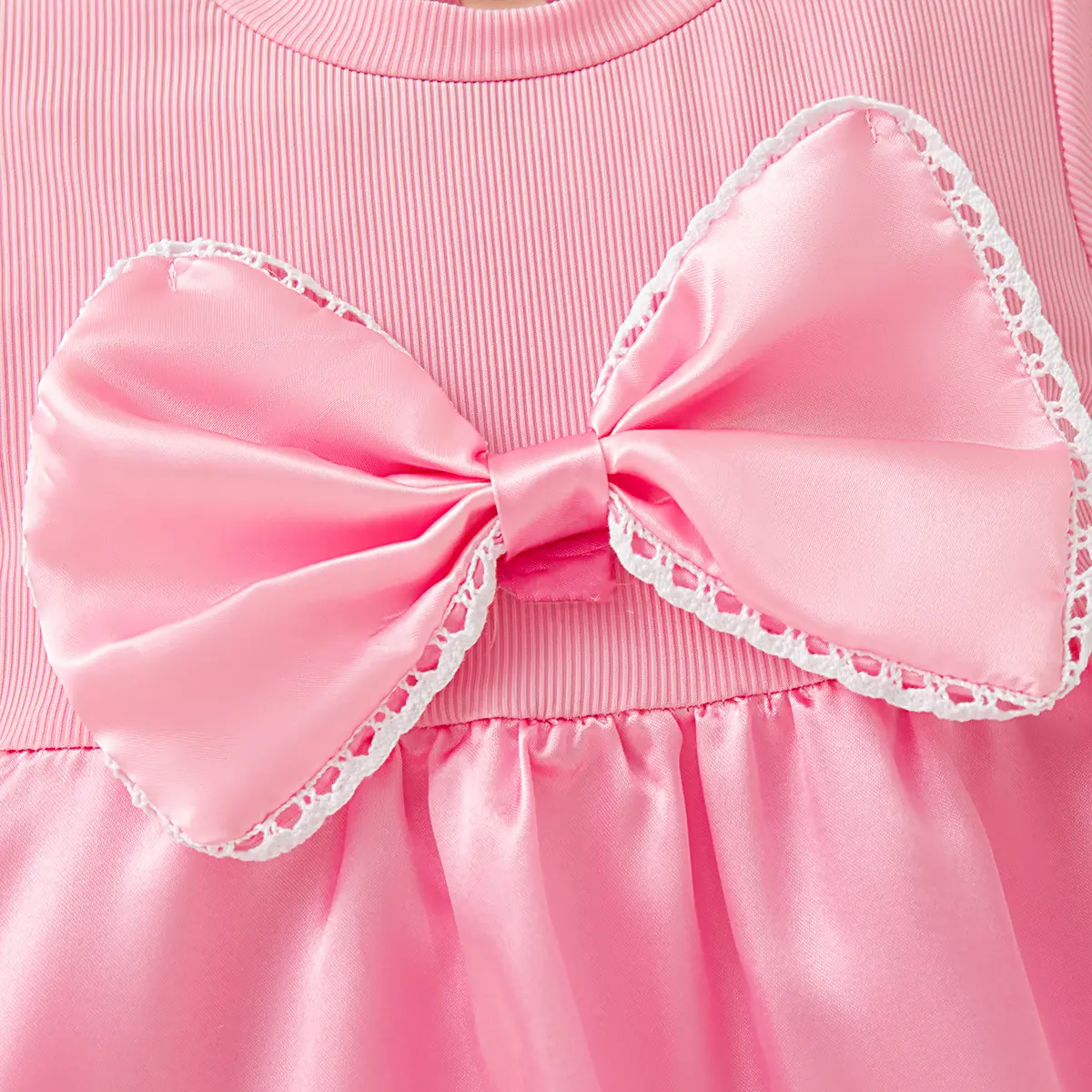 Baby Girl Dresses Summer New Short Sleeved Clothes Girl Sweet Bow Imitation Satin Solid Color Baby Dresses