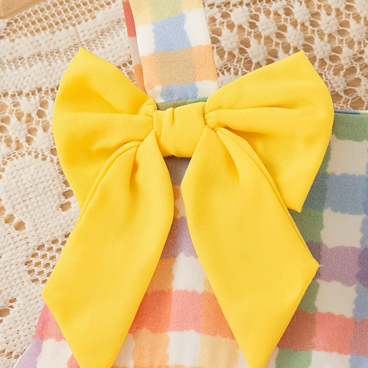 Birthday Dress Baby Gir Summer New Suspender Plaid Baby Clothes Sweet Colour Bow Pleat Elegant Girl Party Dress