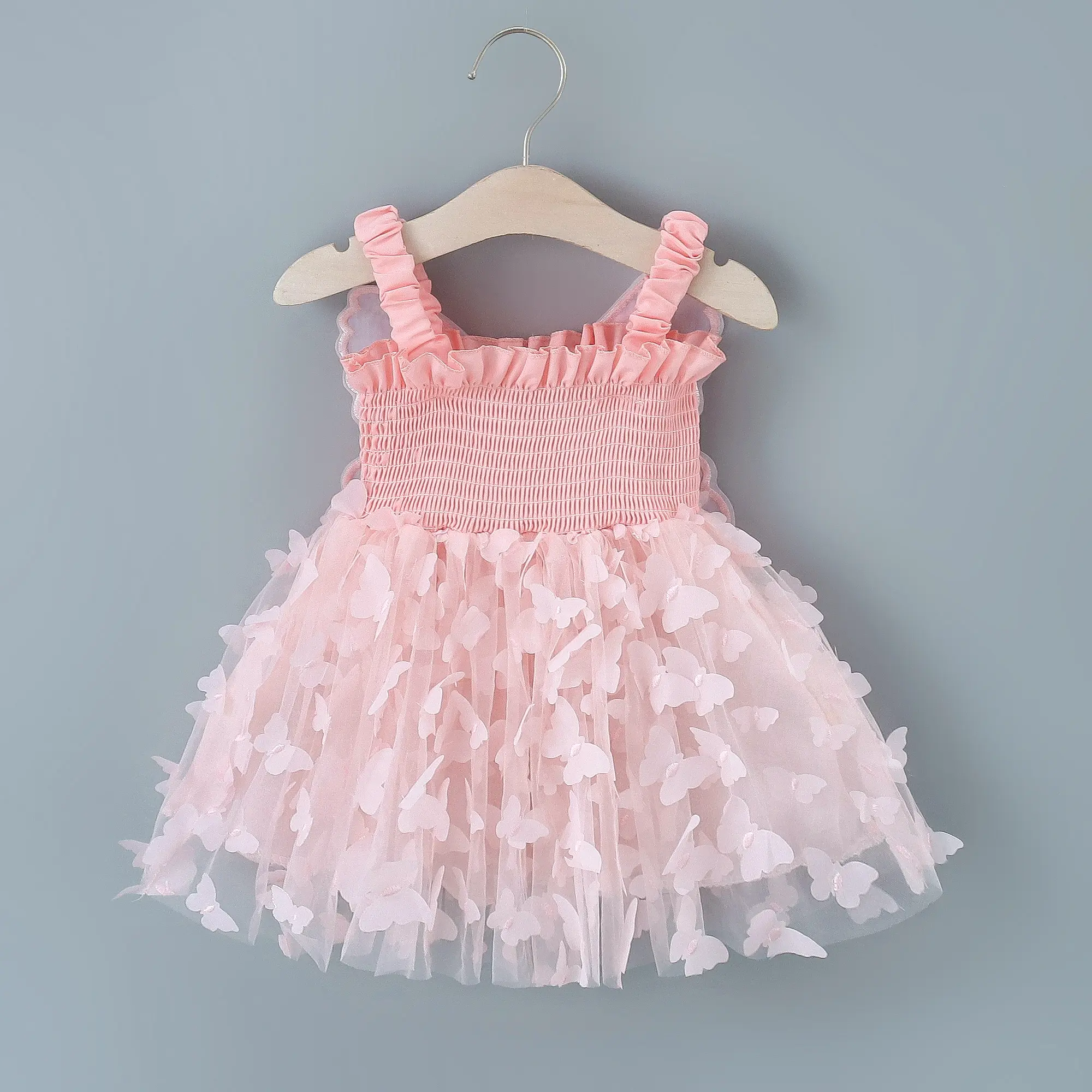 Girls' Party Princess Back Decorated Butterfly Wings Dress Summer New Children's Embroidered Mesh Skirt
