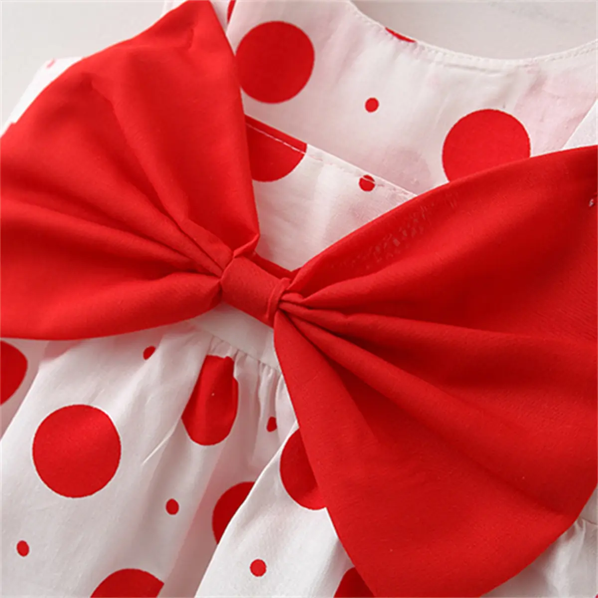 Summer dress and hat two-piece set for girls baby solid color polka dot printed bow sweet camisole dress (0-2) years old