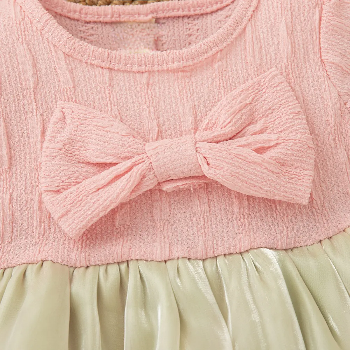 Birthday Dress Baby Girl Summer New Sleeveless Toddler Dress Imitation Satin Sweet Solid Color Bow Girl Clothing