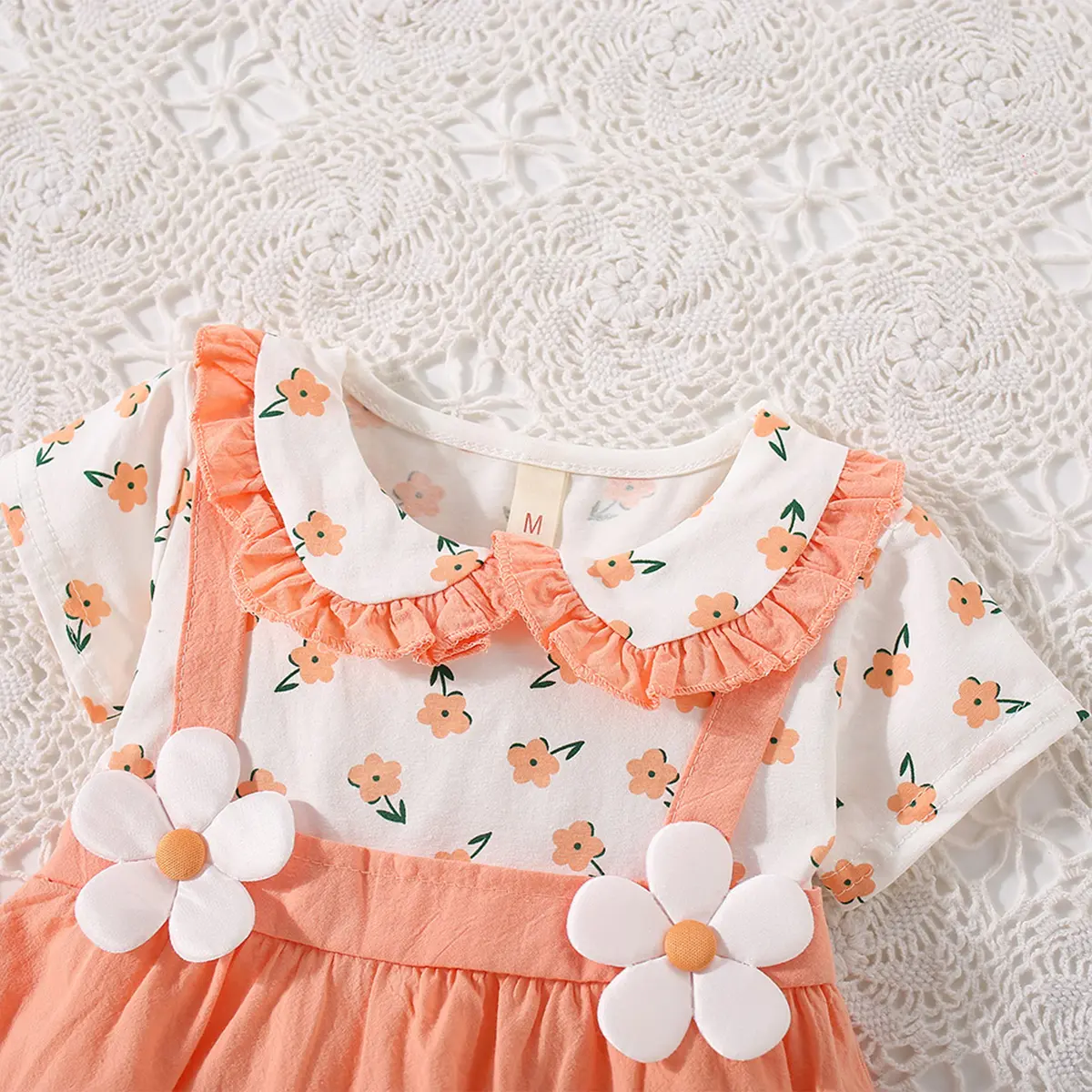 Baby Dresses Summer New Short Sleeve Flower Printed Children Clothes Strap Short Sleeve Sweet Style
