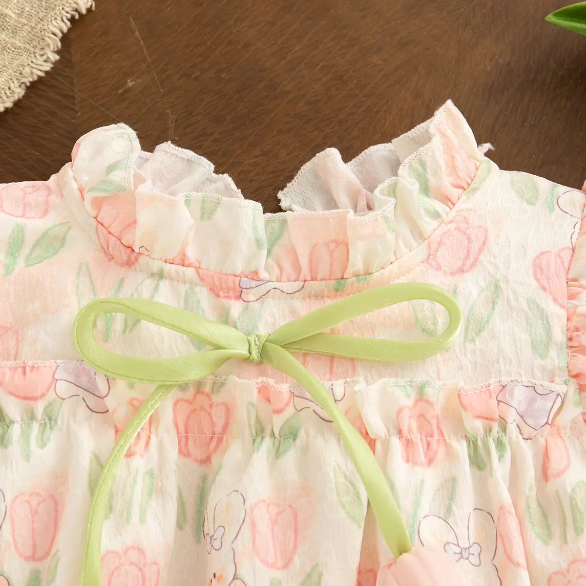 Baby Dresses Summer New Sleeveless Cute Girl Clothes Cartoon Rabbit Print Flounce 3d Flower Bud Bow Toddler Dress