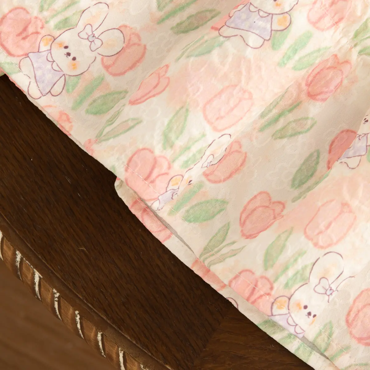 Baby Dresses Summer New Sleeveless Cute Girl Clothes Cartoon Rabbit Print Flounce 3d Flower Bud Bow Toddler Dress