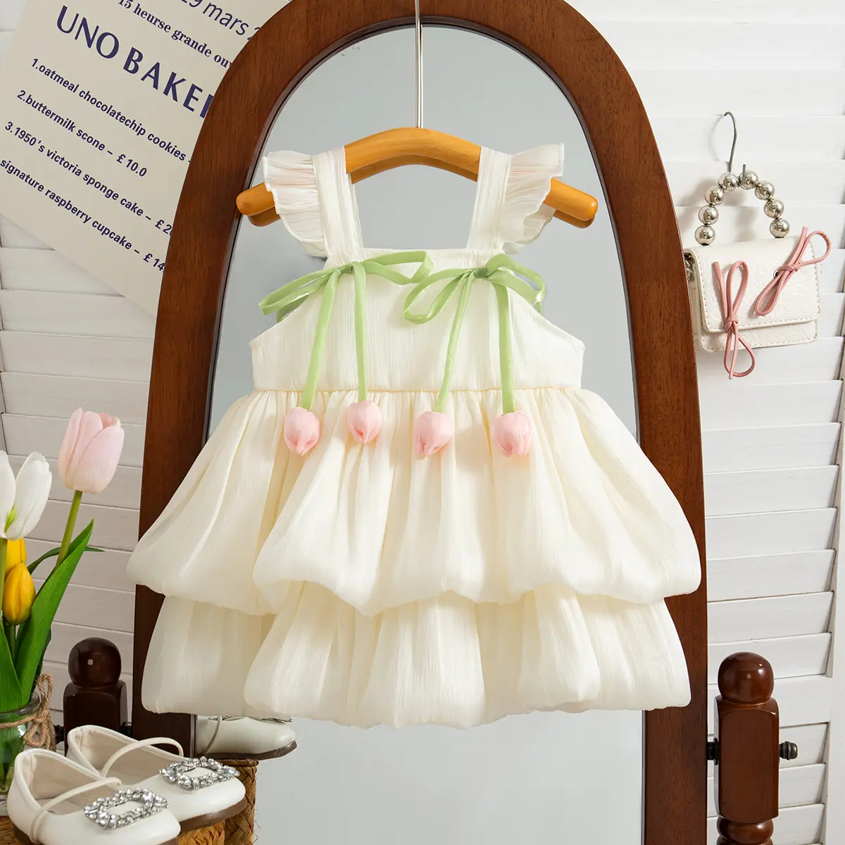 Baby Girl Dress Summer New Sleeveless Sweet Solid Color Baby Dresses Princess Bow Tulip Birthday Party Girl Clothing