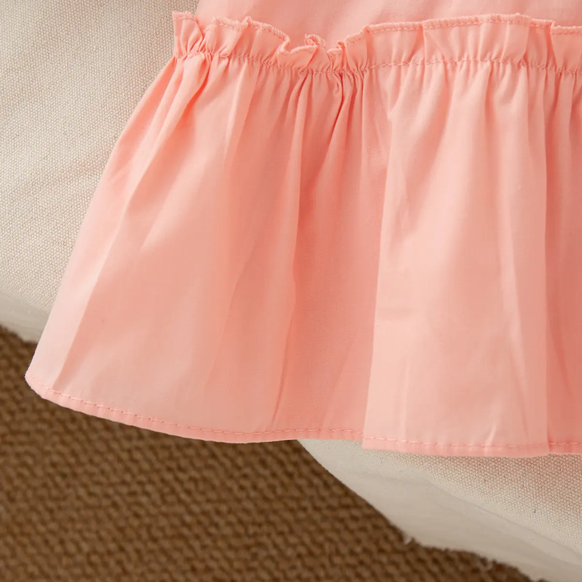 Casual Dress For Girls Summer New Sleeveless Lapel Girls Dress Solid Color Cartoon Embroidery Ruffle Baby Clothing
