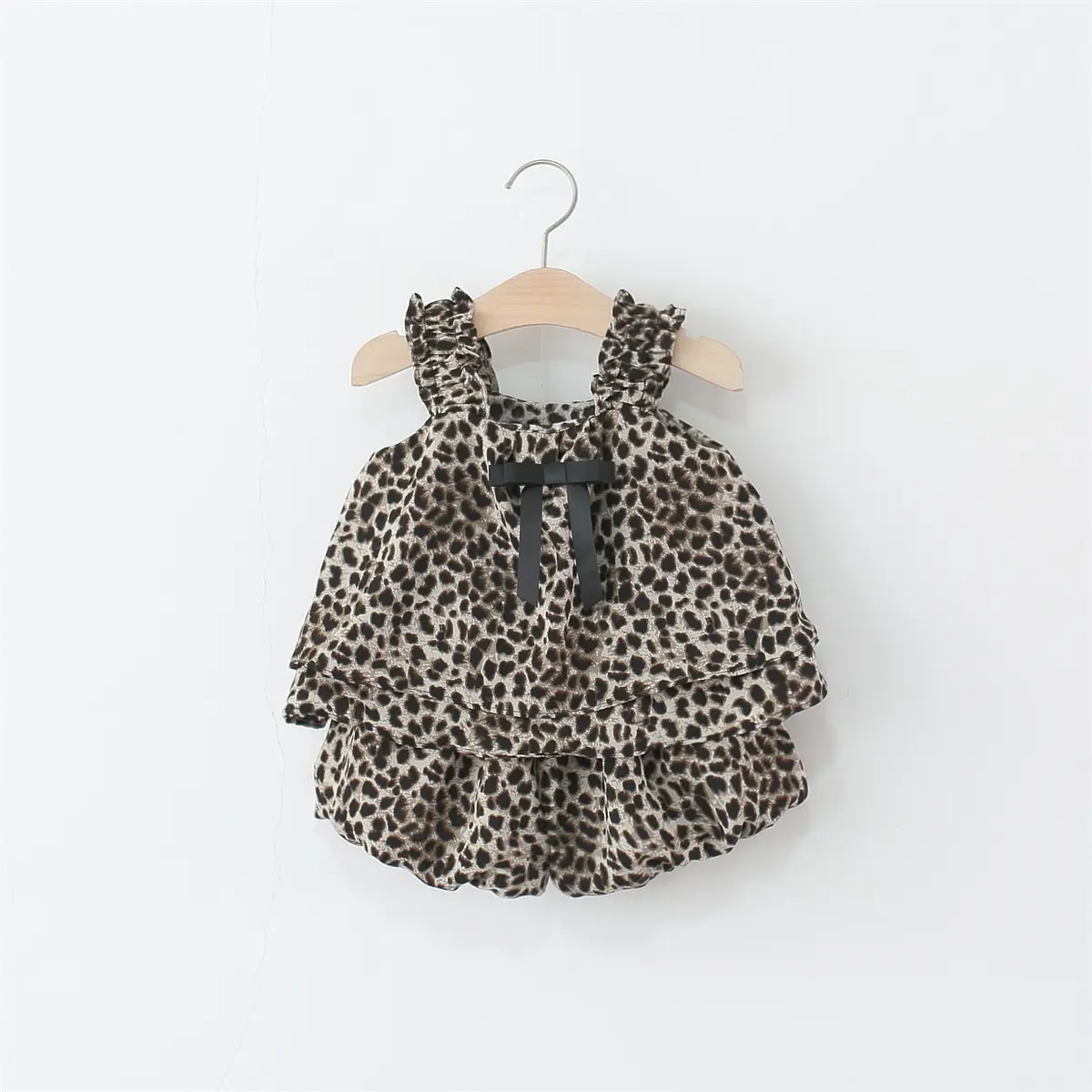 2 Pieces Set Baby Clothes Summer New Sleeveless Shorts Girl Clothing Sweet Bow Polka Dots Sets For Baby