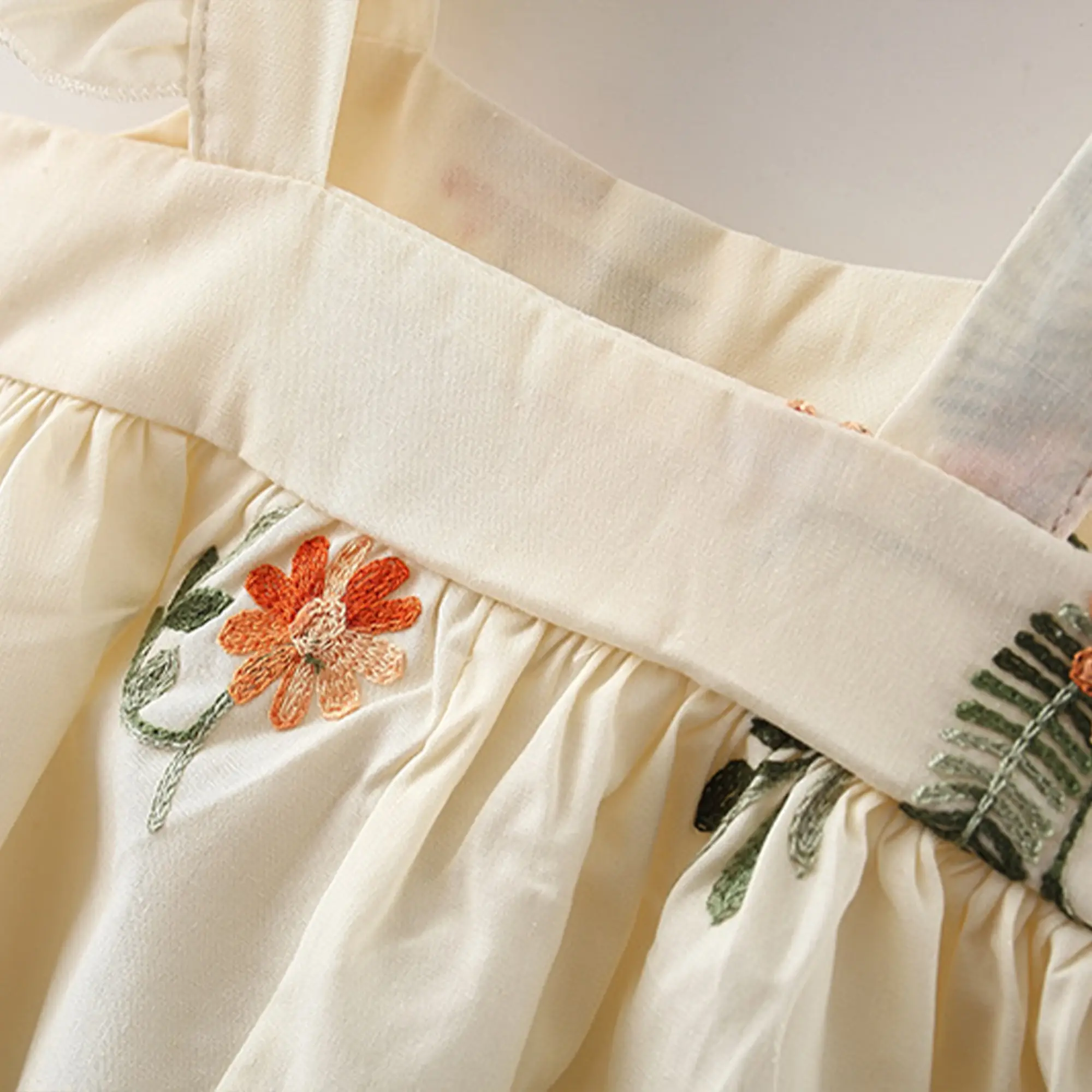 Baby Girl Dress Summer Flower Embroidered Sleeveless Princess Dress Cotton Small Flying Sleeve Casual Dress