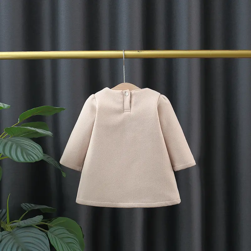 New Korean Version Dress For Girls In Autumn Cute Bow Tie, Long Sleeved Temperament A-Line Princess Dress