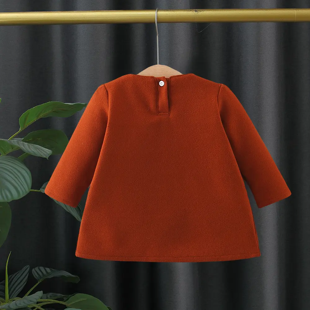 New Korean Version Dress For Girls In Autumn Cute Bow Tie, Long Sleeved Temperament A-Line Princess Dress