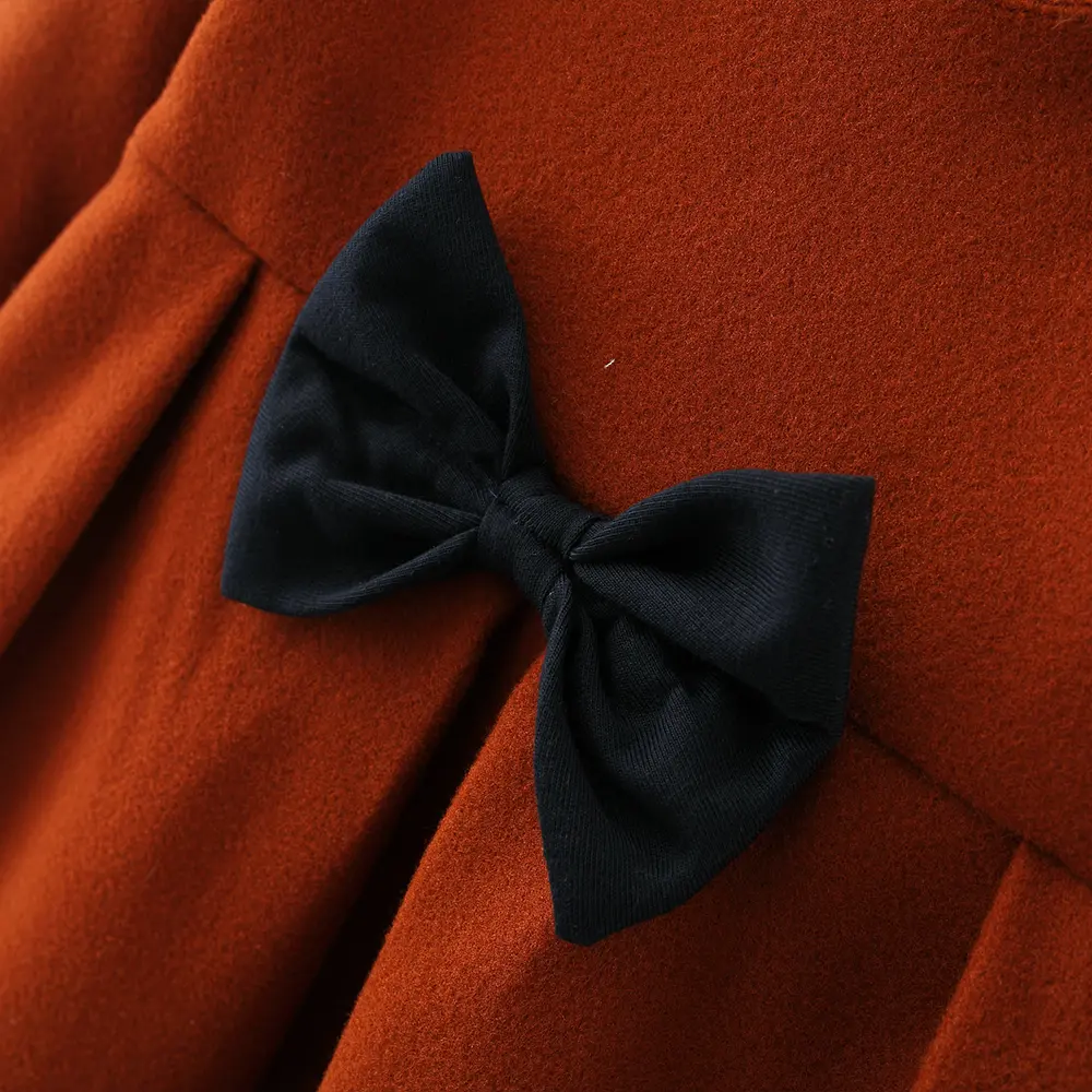 New Korean Version Dress For Girls In Autumn Cute Bow Tie, Long Sleeved Temperament A-Line Princess Dress