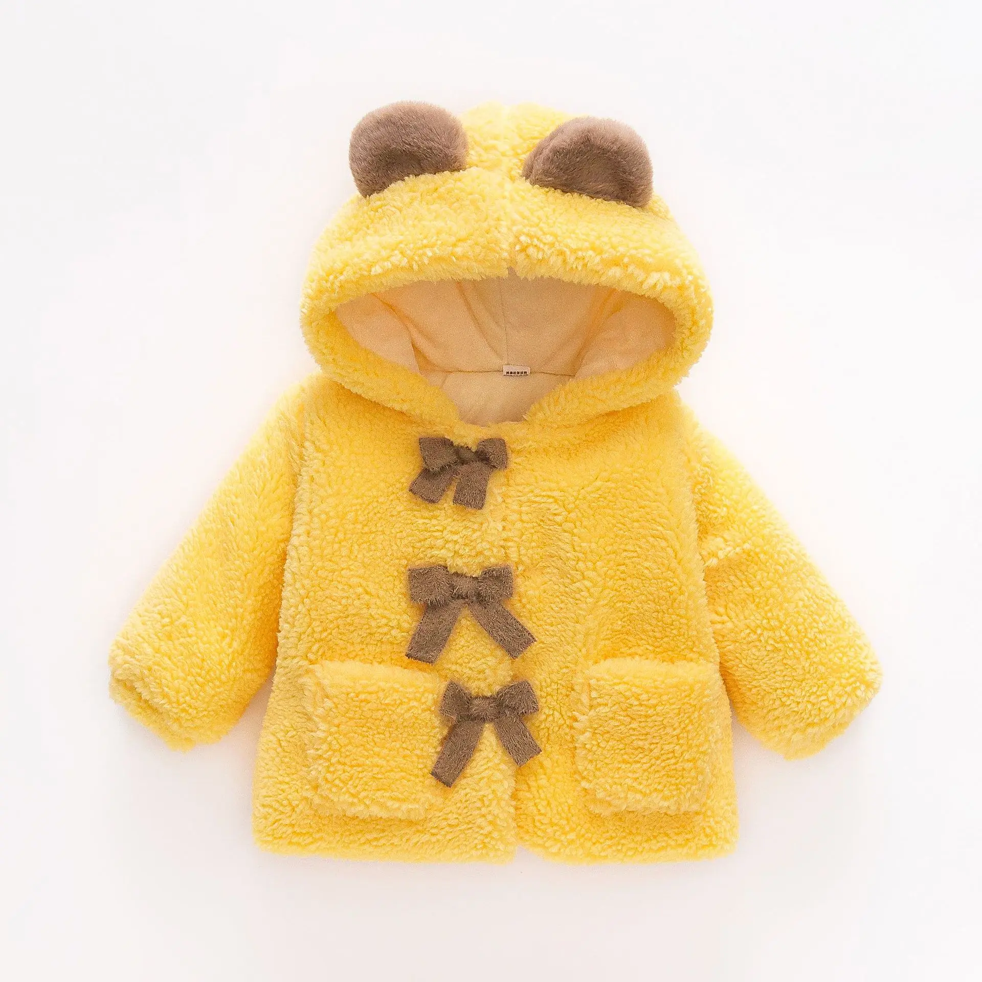 Girls' Winter New Coat Baby Plush Thickened Wool Sweater Children's Autumn and Winter Warm Cotton Top